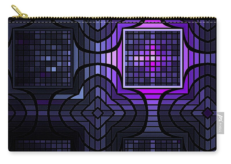 Fractal Zip Pouch featuring the digital art Geometric Stained Glass by Gary Blackman