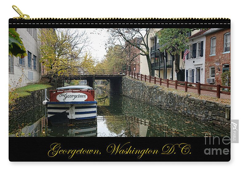 Washington Zip Pouch featuring the photograph Georgetown Canal Poster by Olivier Le Queinec