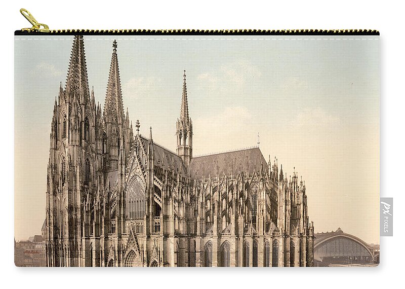 1895 Zip Pouch featuring the painting Germany Cologne Cathedral by Granger