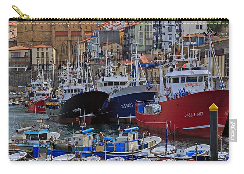 Getaria Zip Pouch featuring the photograph Getaria in Basque Country Spain by Louise Heusinkveld