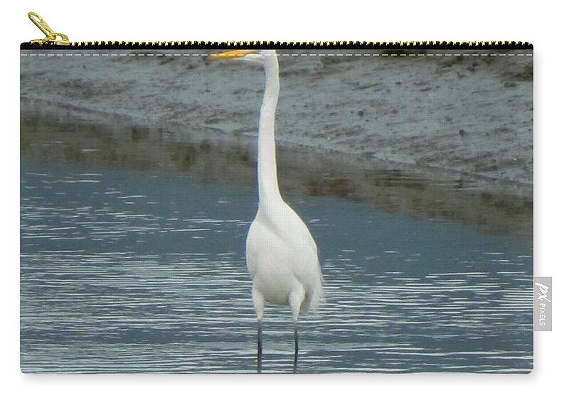 White Heron Zip Pouch featuring the photograph Giant White Heron by Gallery Of Hope 