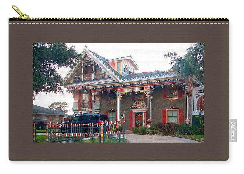 Gingerbread House Zip Pouch featuring the photograph Gingerbread House - Metairie LA by Deborah Lacoste