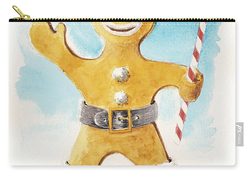 Gingerbread Man Zip Pouch featuring the painting Gingerbread man by Eric Suchman