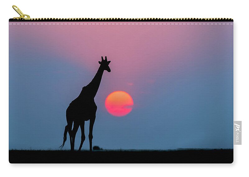 Nis Zip Pouch featuring the photograph Giraffe At Sunset Chobe Np Botswana by Andrew Schoeman
