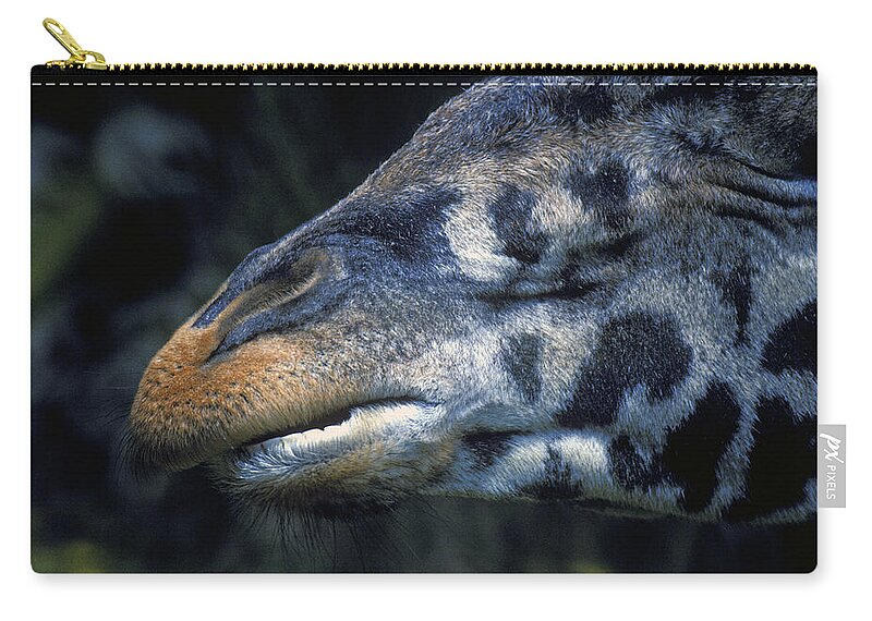 Giraffe Zip Pouch featuring the photograph Giraffe's Mouth by Paul W Faust - Impressions of Light