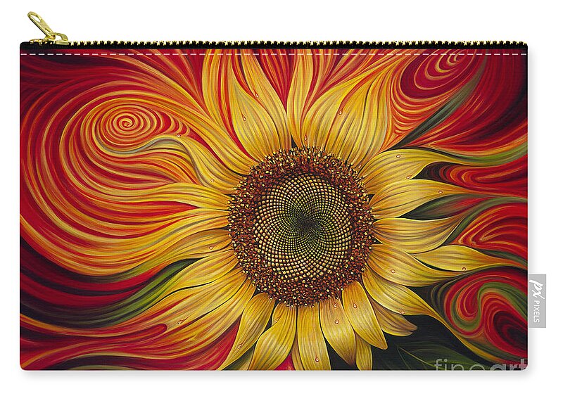 Sunflower Zip Pouch featuring the painting Girasol Dinamico by Ricardo Chavez-Mendez