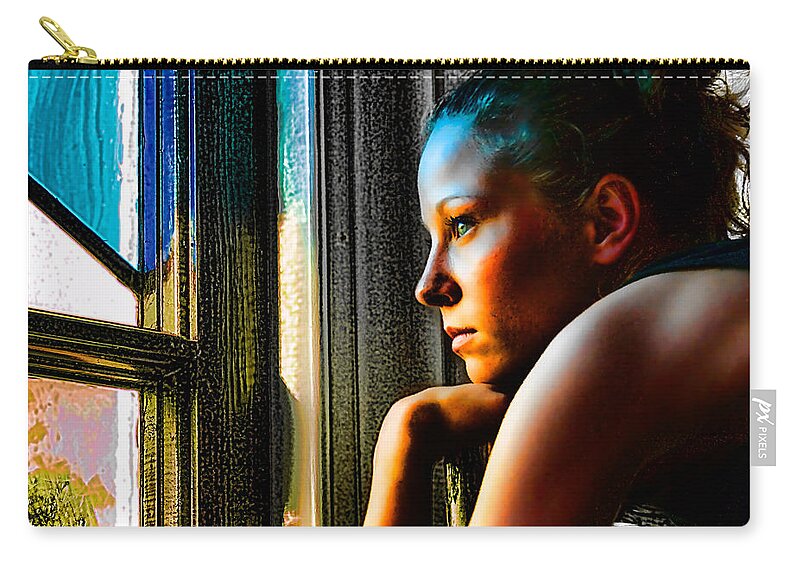 New England Zip Pouch featuring the photograph Girl contemplating by Jeff Folger