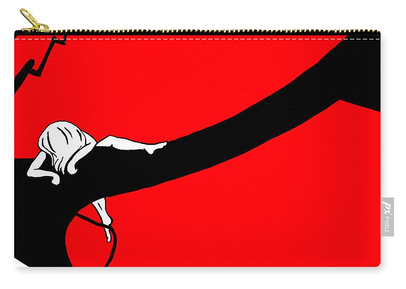 Branch Zip Pouch featuring the digital art Girl on the Tree of Time Red by Craig Tilley