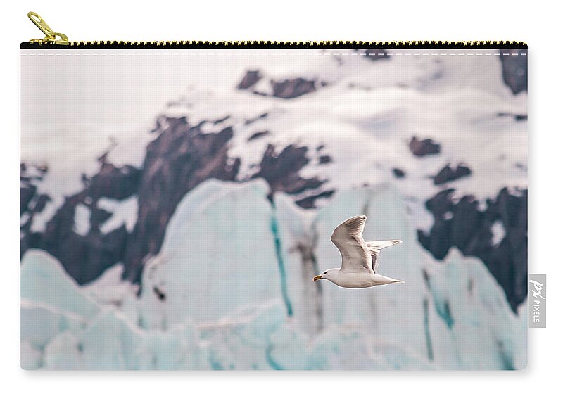 Alaska Zip Pouch featuring the photograph Glacial Bird by Melinda Ledsome