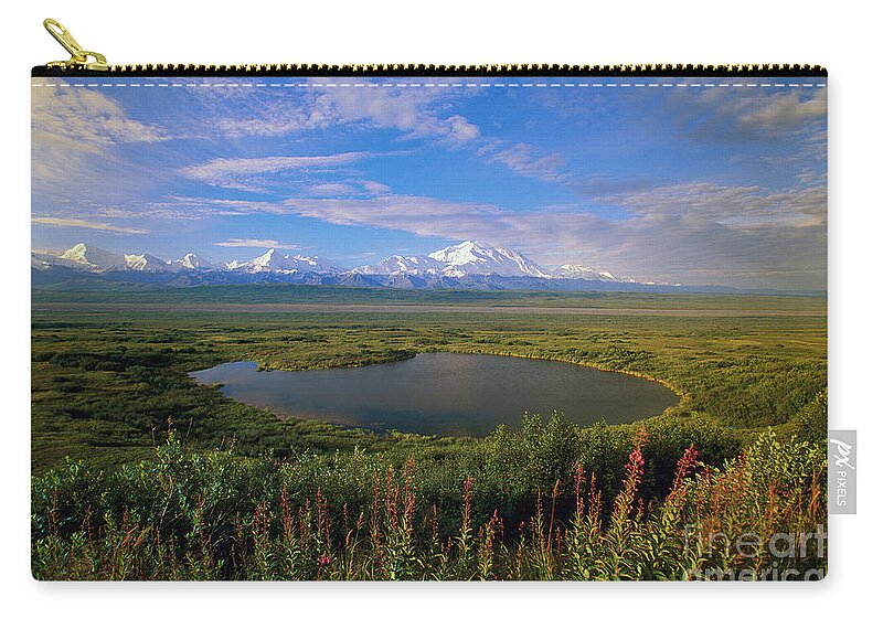 00340579 Carry-all Pouch featuring the photograph Glacial Kettle Pond And Denali by Yva Momatiuk John Eastcott