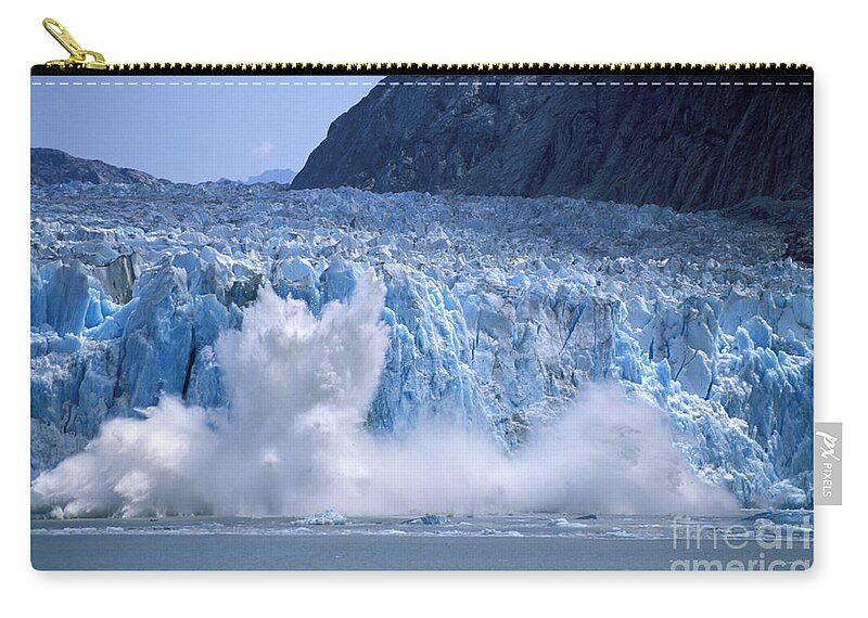 Glacier Zip Pouch featuring the photograph Glacier Calving by Carl Purcell