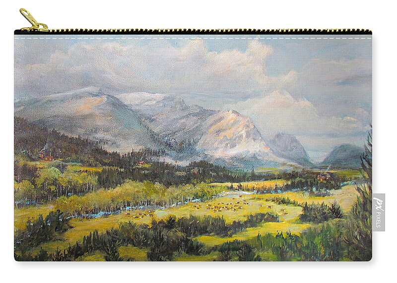 Nature Zip Pouch featuring the painting Glacier Splendor by Donna Tucker