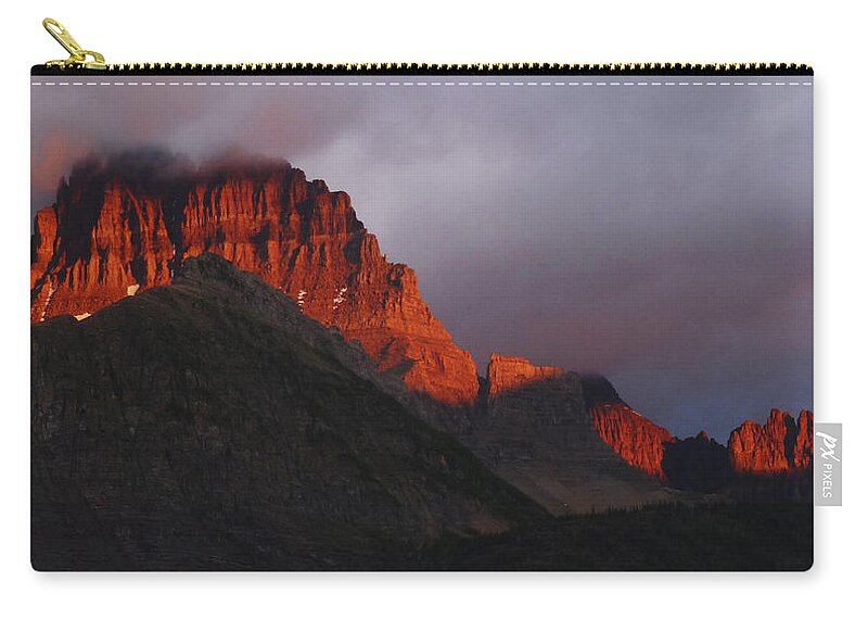 Glacier Zip Pouch featuring the photograph Glacier Sunrise by Alan Socolik