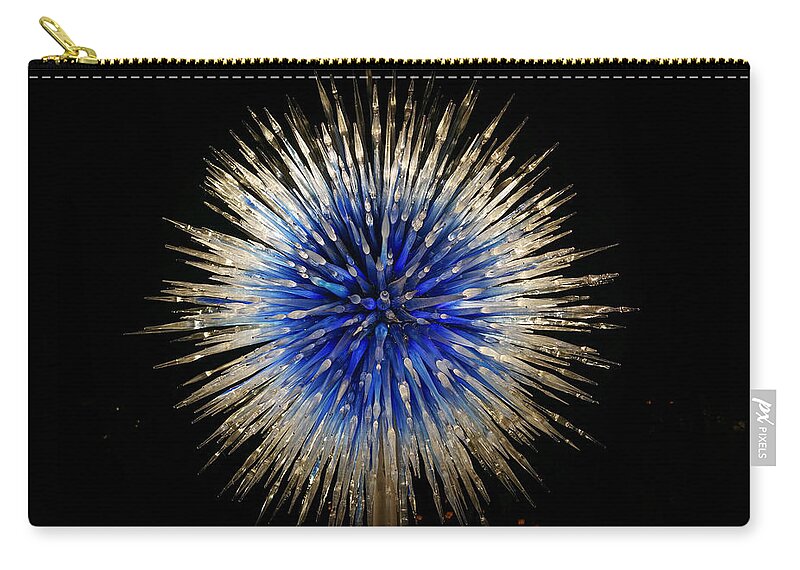  Exhibit Zip Pouch featuring the photograph Glass Burst by Weir Here And There