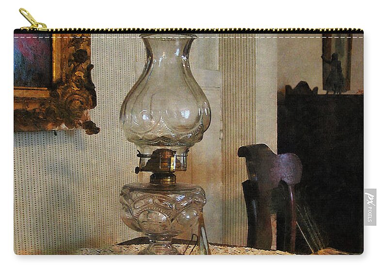 Lamp Zip Pouch featuring the photograph Glass Lamp and Stereopticon by Susan Savad