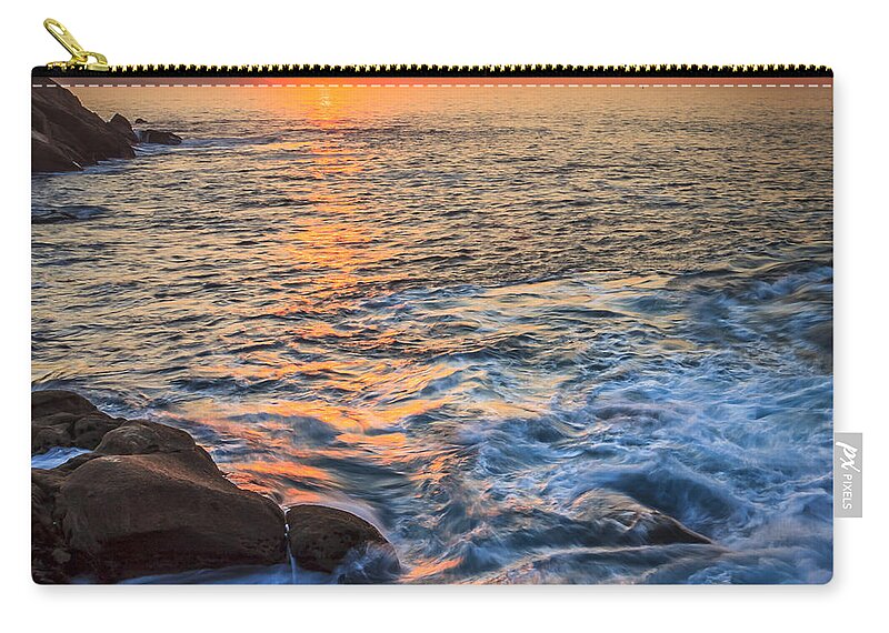 Sunset Zip Pouch featuring the photograph Gleaming Fire at Coitelada Galicia Spain by Pablo Avanzini