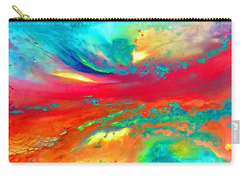 Sunrise Sunset Prints Abstracts Zip Pouch featuring the painting Glorious Day by Karen Kennedy Chatham