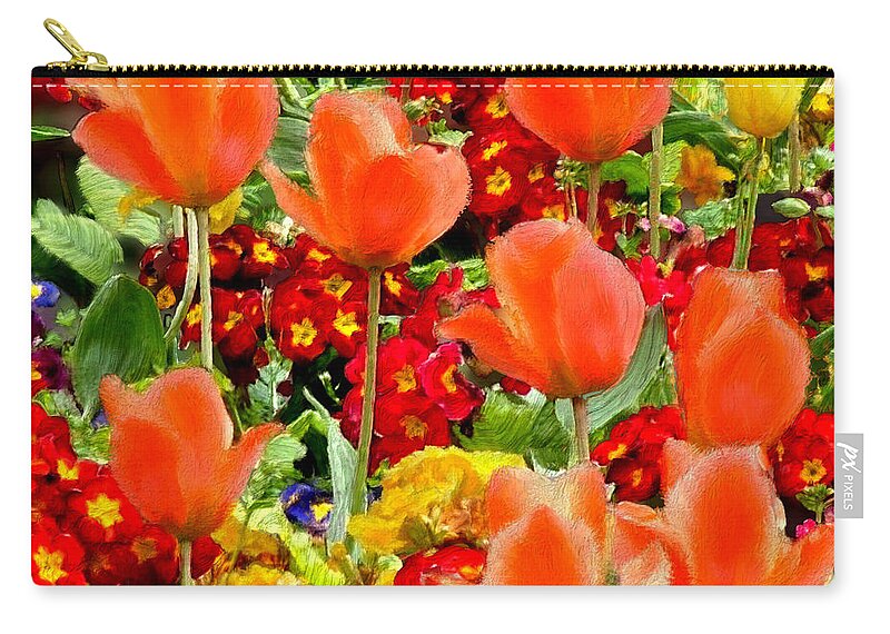 Red Zip Pouch featuring the painting Glorious Garden by Bruce Nutting