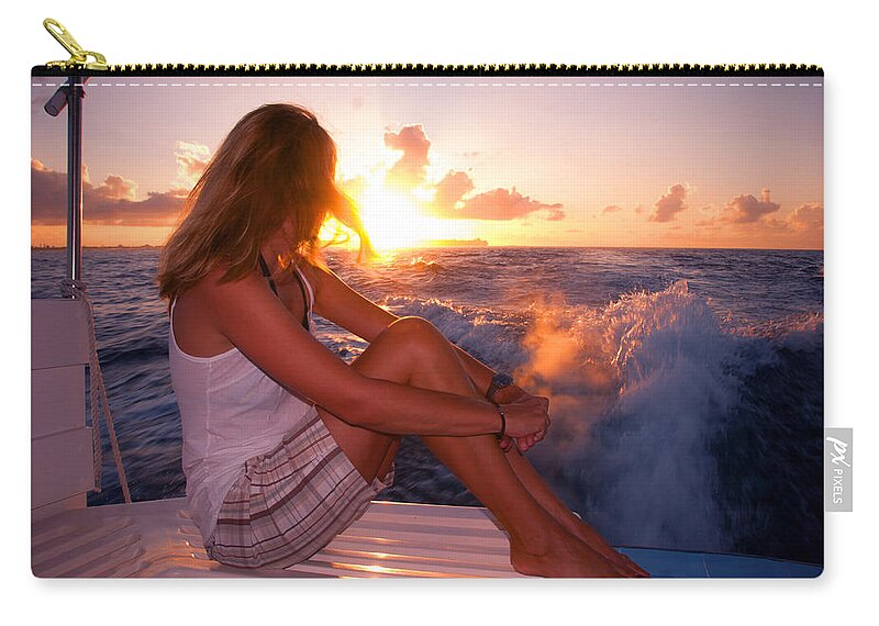 Maldives Zip Pouch featuring the photograph Glowing Sunrise. Greeting New Day by Jenny Rainbow