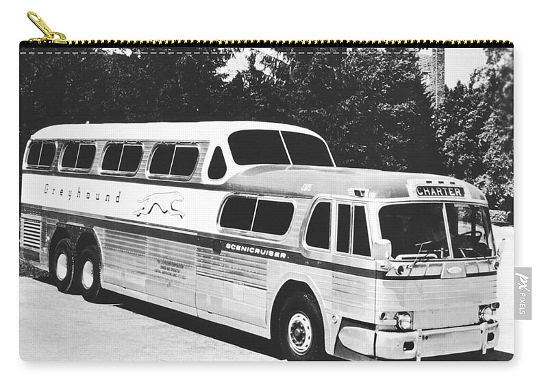 1950's Zip Pouch featuring the photograph GM's Latest Bus Line by Underwood Archives