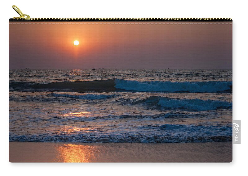 Sunset Zip Pouch featuring the photograph Goan Sunset 1. India by Jenny Rainbow