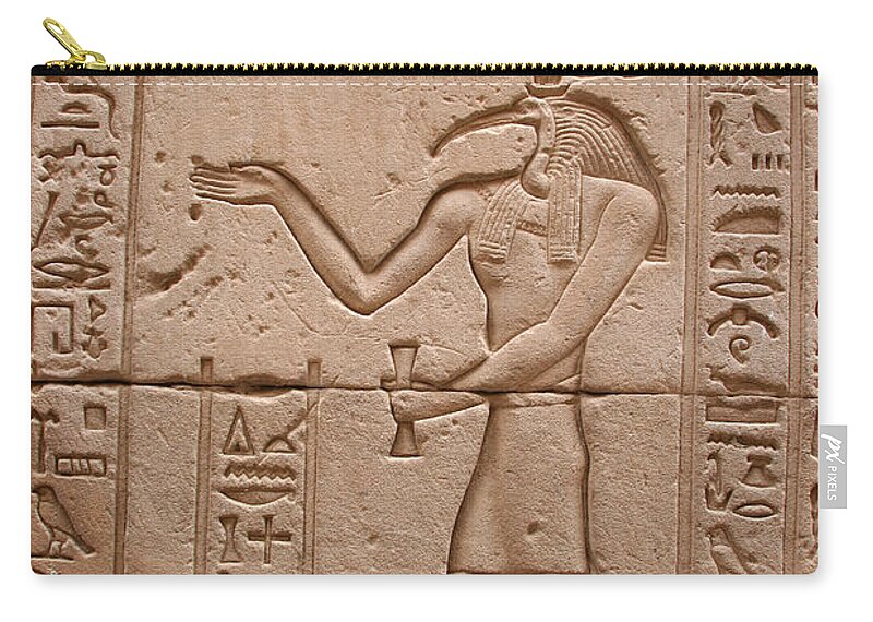 Temple Of Horus Zip Pouch featuring the photograph God Of Wisdom Relief by Stephen & Donna O'Meara