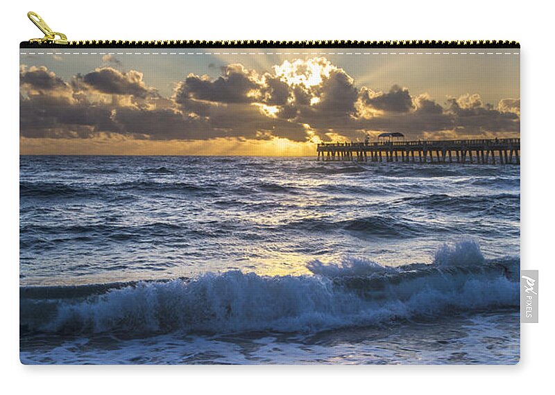 Atlantic Zip Pouch featuring the photograph God's Light by Debra and Dave Vanderlaan