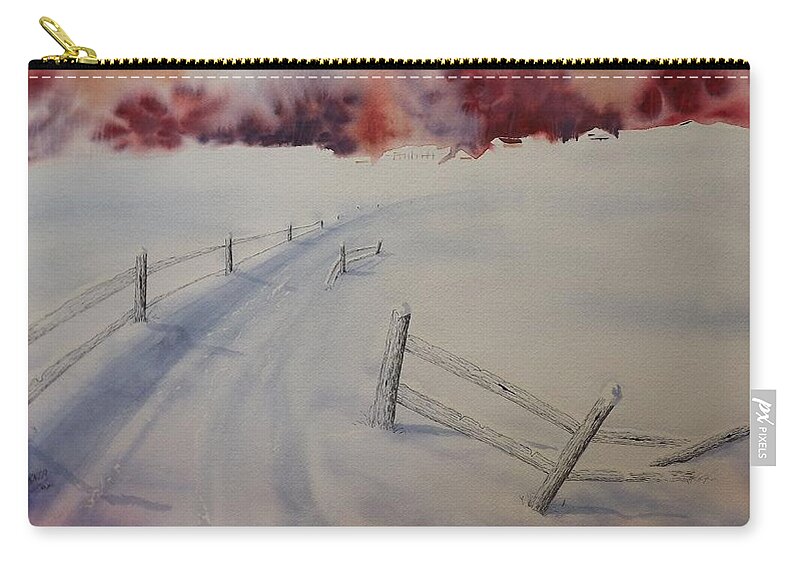 Snow Zip Pouch featuring the painting Going Home by Richard Faulkner