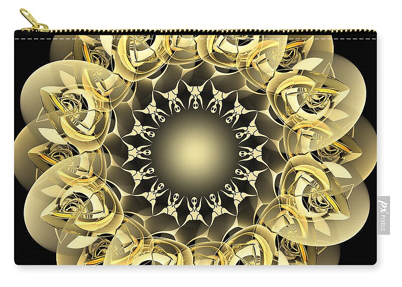 Golden Flower Zip Pouch featuring the digital art Golden Flower by Phil Perkins