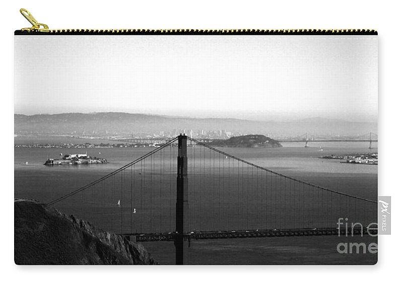 Golden Gate Bridge Zip Pouch featuring the photograph Golden Gate and Bay Bridges by Linda Woods