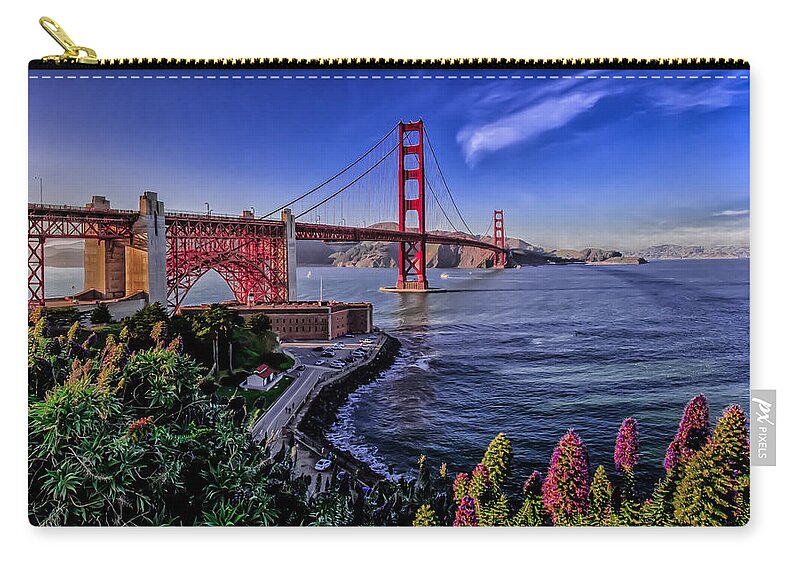 Art Zip Pouch featuring the photograph Golden Gate Bridge by Ron Pate