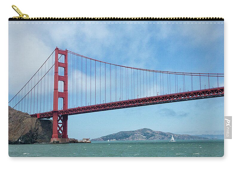 Sailboat Zip Pouch featuring the photograph Golden Gate Bridge, San Francisco by Elisabeth Pollaert Smith