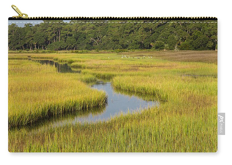 Marsh Zip Pouch featuring the photograph Golden Marsh by Patricia Schaefer