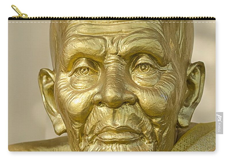 Michelle Meenawong Zip Pouch featuring the photograph Golden Monk by Michelle Meenawong