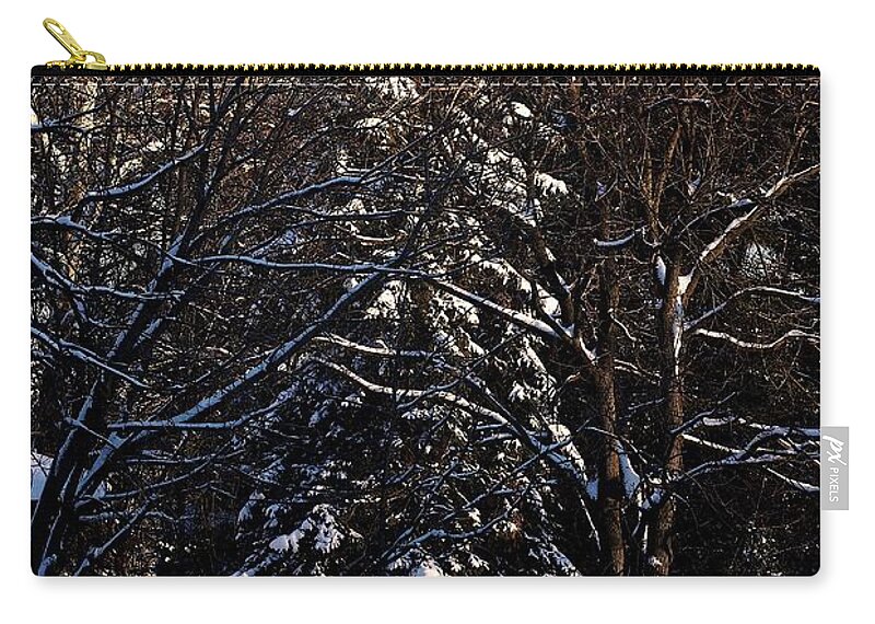 Landscape Zip Pouch featuring the photograph Sunrise on the Winter Pine by Frank J Casella