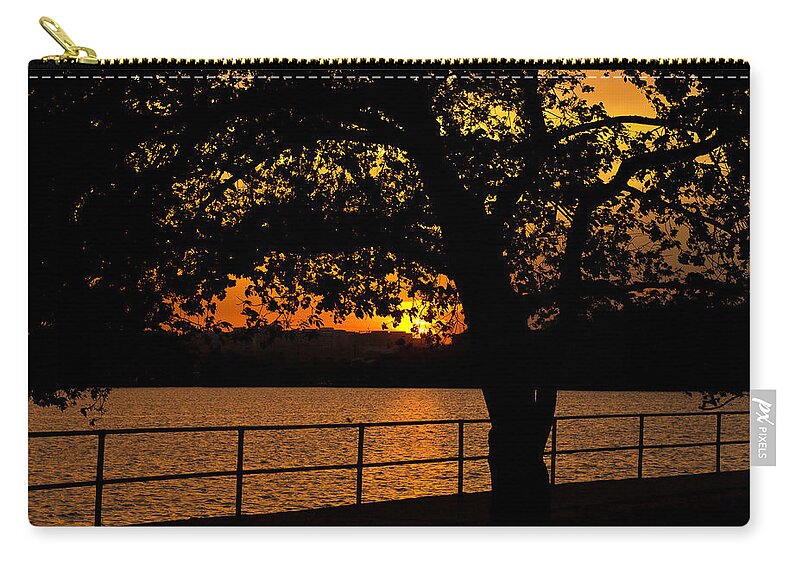 America Zip Pouch featuring the photograph Golden Sunset at Washington's Tidal Basin by Mitchell R Grosky