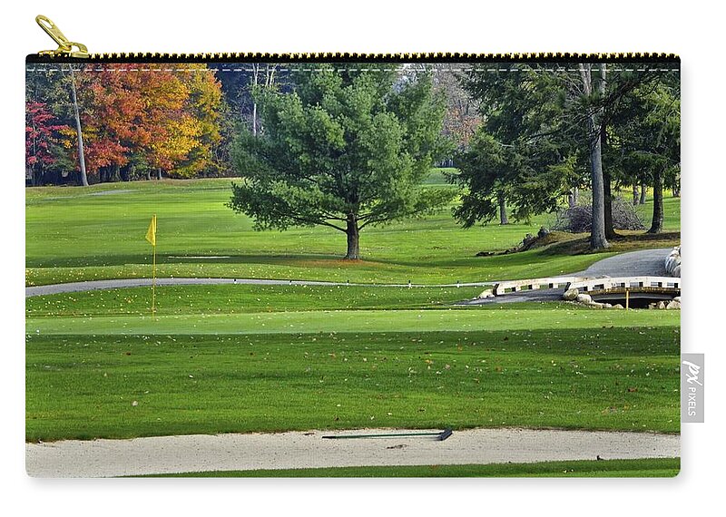 Fall Zip Pouch featuring the photograph Golf Course Guardians by Frozen in Time Fine Art Photography