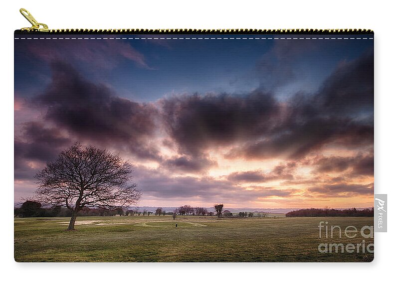Sunrise Zip Pouch featuring the photograph Golf Course On Fire landscape by Simon Bratt