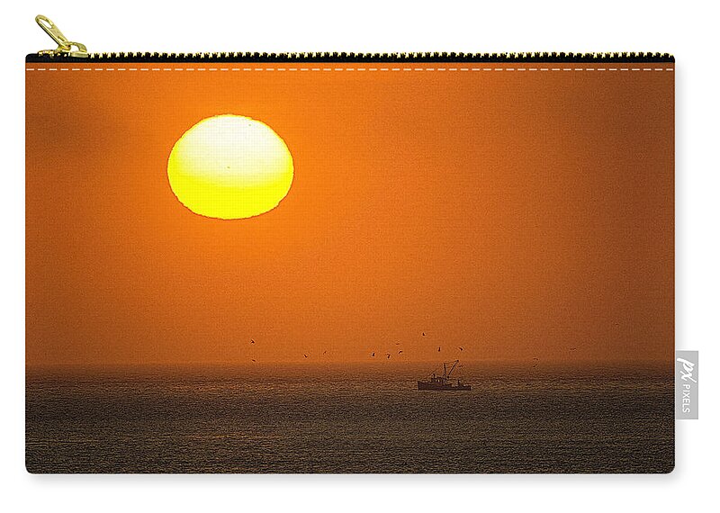 Sunrise Zip Pouch featuring the photograph Gonna Be A Hot August Day Fishing by Marty Saccone