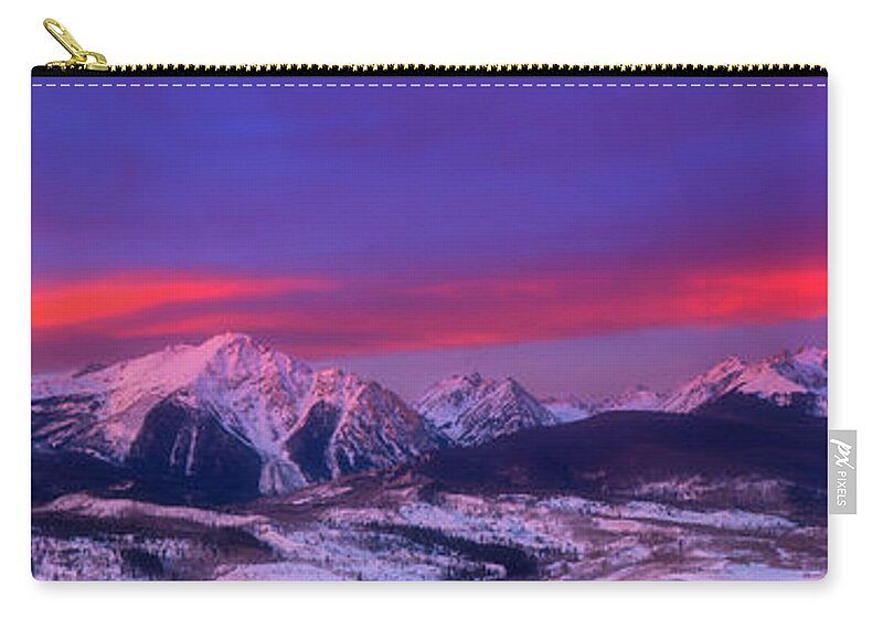 Sunrise Zip Pouch featuring the photograph Gore Range Pano by Darren White
