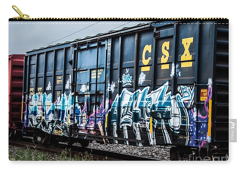 Train Zip Pouch featuring the photograph Graffiti 2 by Ronald Grogan