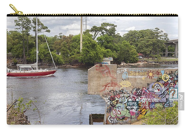 #jo-anntomaselli Zip Pouch featuring the photograph Graffiti Bridge Image Art by Jo Ann Tomaselli