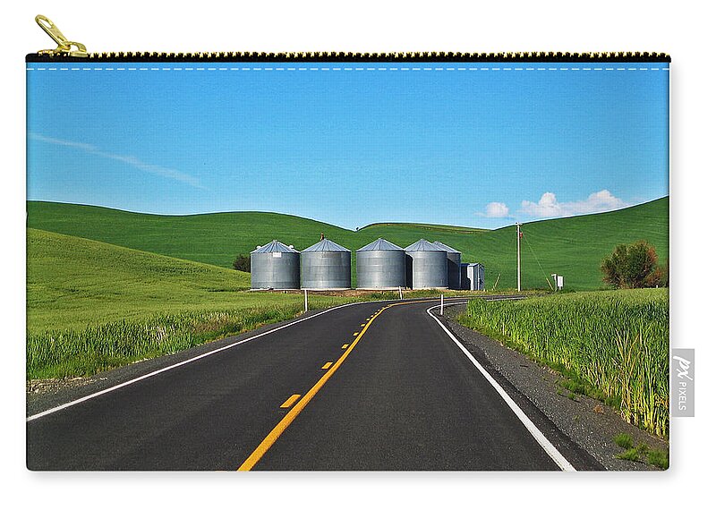 Palouse Zip Pouch featuring the photograph Grain Bins by Farol Tomson
