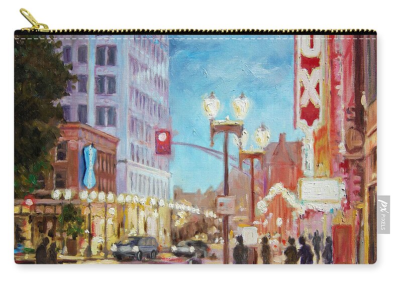 Saint Louis Zip Pouch featuring the painting Grand Boulevard St.Louis by Irek Szelag