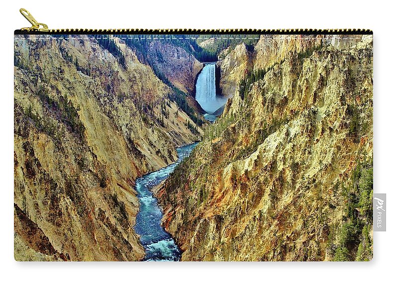 Yellowstone Zip Pouch featuring the photograph Grand Cayon of the Yellowstone River by Benjamin Yeager