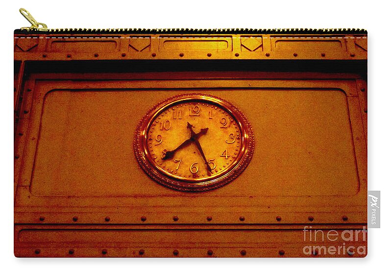 Old Clock Zip Pouch featuring the photograph This Old Clock - Grand Central Station New York by Miriam Danar