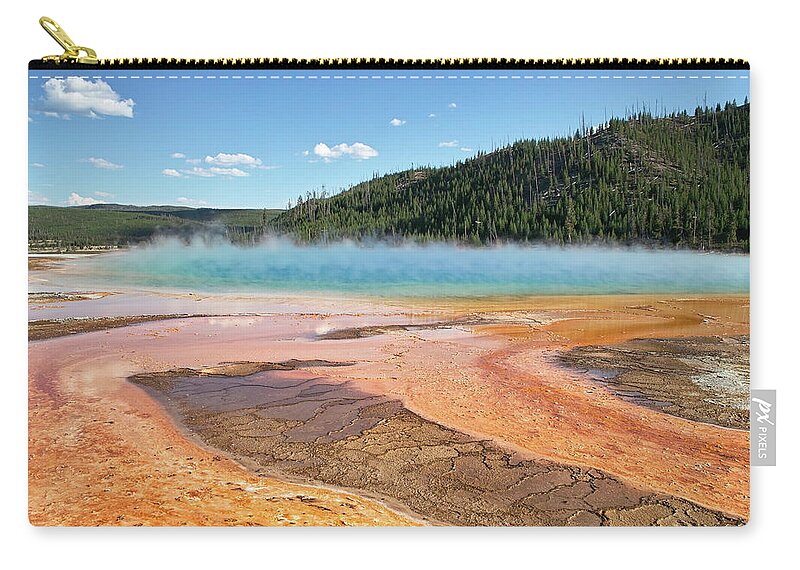 Tranquility Zip Pouch featuring the photograph Grand Prismatic Spring by Alberta Scrambler