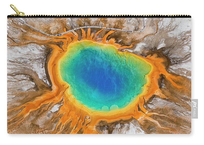 Natural Pattern Carry-all Pouch featuring the photograph Grand Prismatic Spring, Yellowstone by Peter Adams