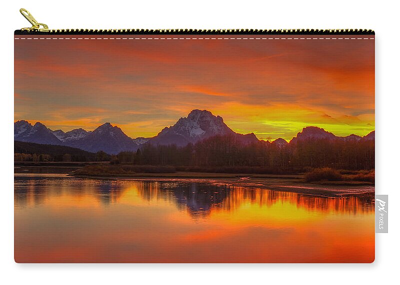 Grand Tetons Zip Pouch featuring the photograph Grand Teton Sunset by Brenda Jacobs