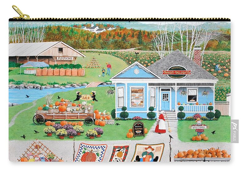 Landscape Zip Pouch featuring the painting Grandma's Baked Delights by Wilfrido Limvalencia